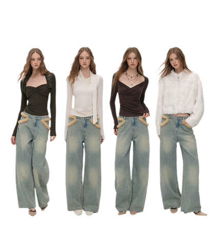Vintage Washed Wide-Leg Jeans