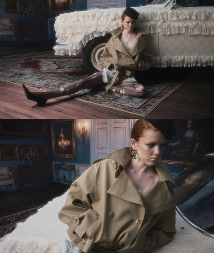 Double-Breasted Belted Trench Coat
