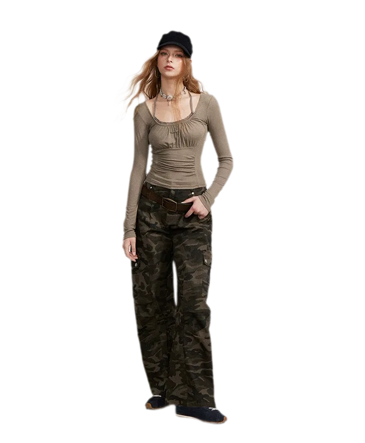 Vintage Curved-Leg Cargo Pants