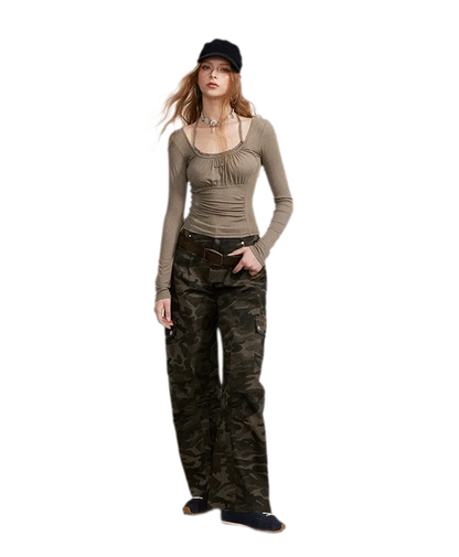 Vintage Curved-Leg Cargo Pants