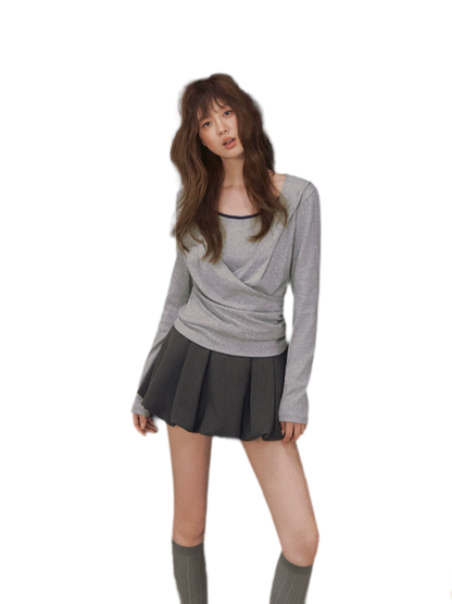 Cross Hooded Long Sleeve Top
