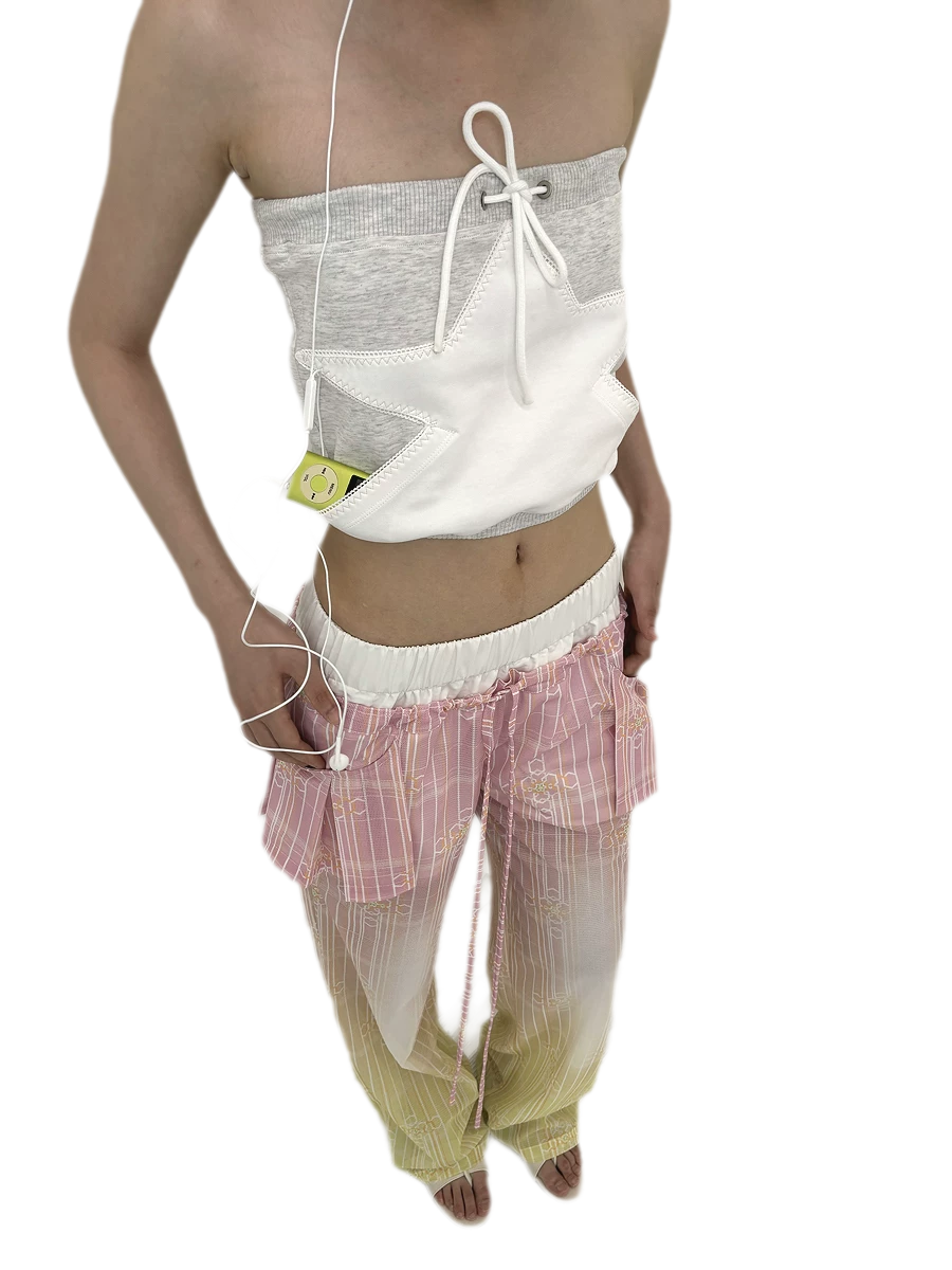 Star Ribbed Bandeau Top