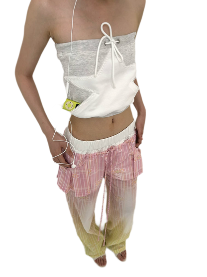 Star Ribbed Bandeau Top