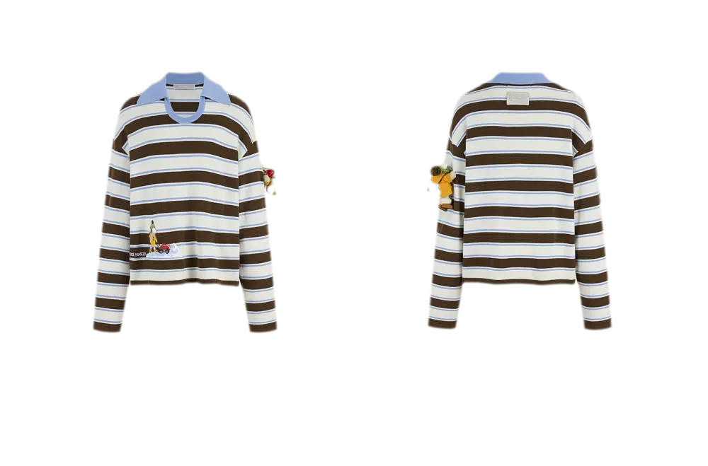 Striped Snow Bear Polo Sweater