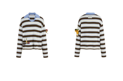 Striped Snow Bear Polo Sweater