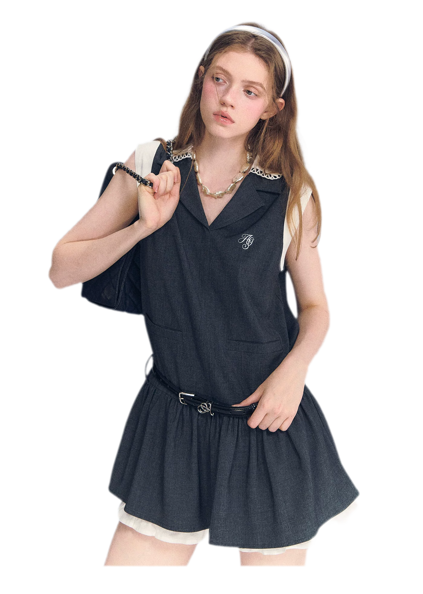 Contrast Collar Cami Dress