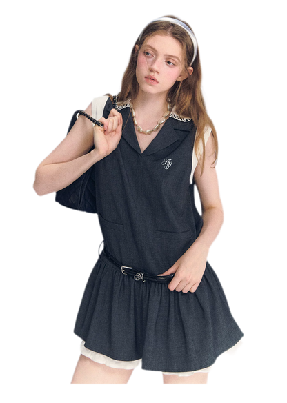 Contrast Collar Cami Dress