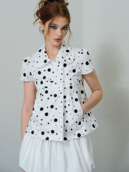 Polka Dot Puff Sleeve Shirt