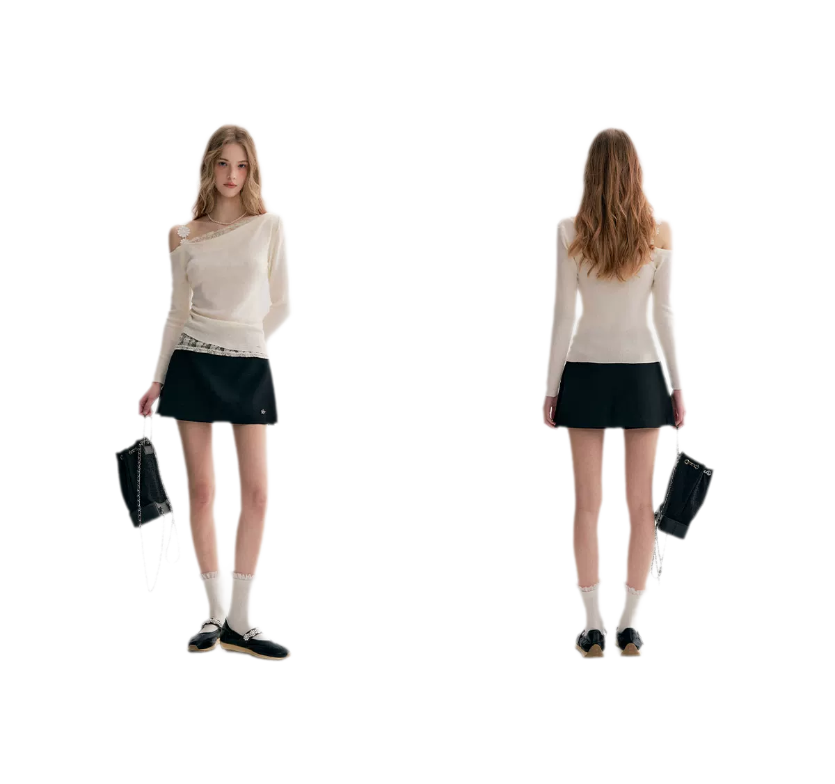 Lace Asymmetric Knit Top