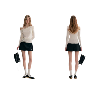 Lace Asymmetric Knit Top