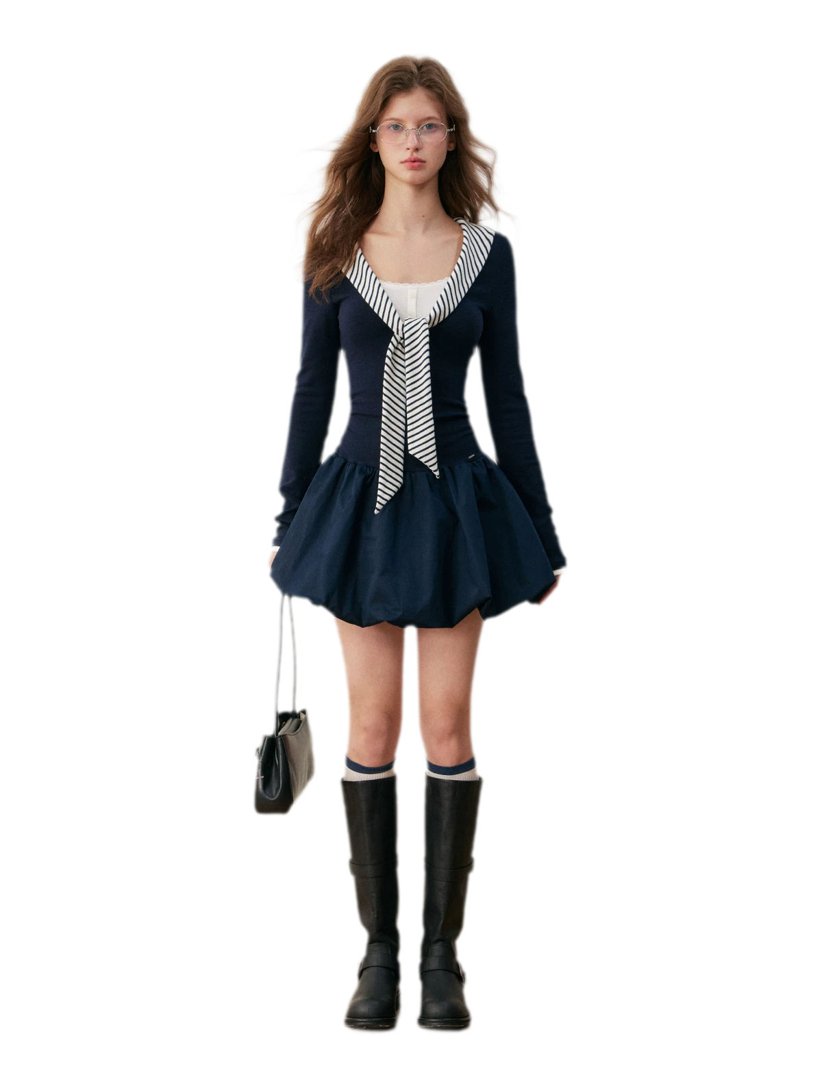 Váy dệt kim lông cừu tương phản