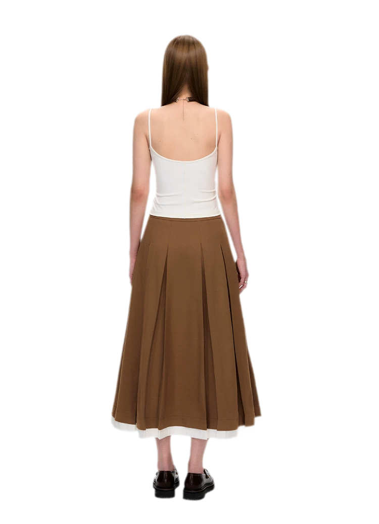 Pleated Suit Midi Skirt