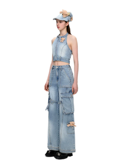 Cotton Cargo Straight Pants