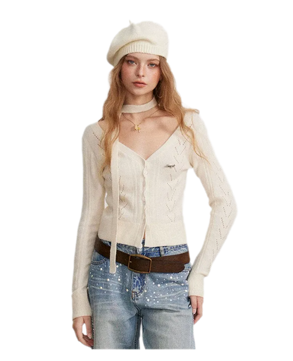 Openwork Reversible Knit Top