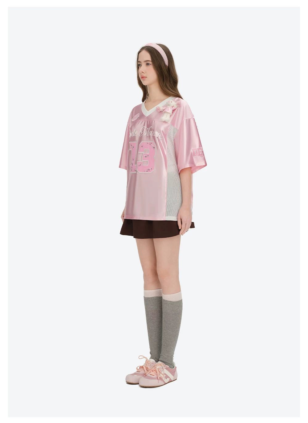 Satin V-Neck Short Sleeve T-Shirt