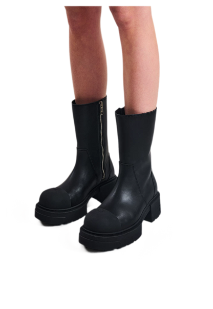 Mid-Calf Leather Boots