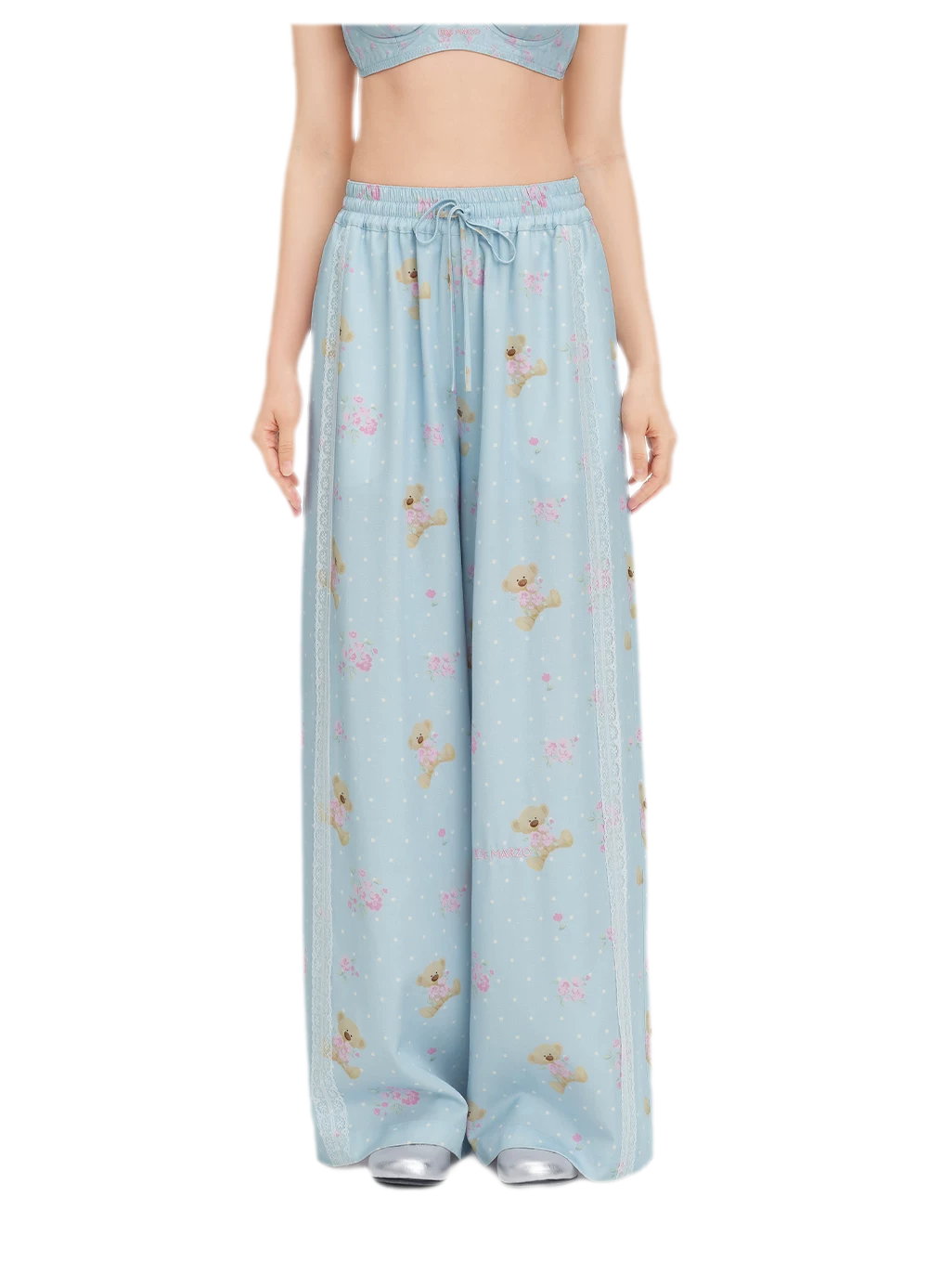 Floral Print Wide-Leg Trousers