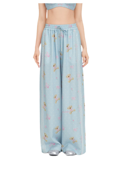 Floral Print Wide-Leg Trousers