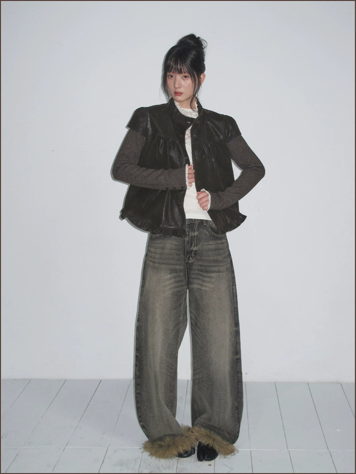 Suede Layered Flare Jacket