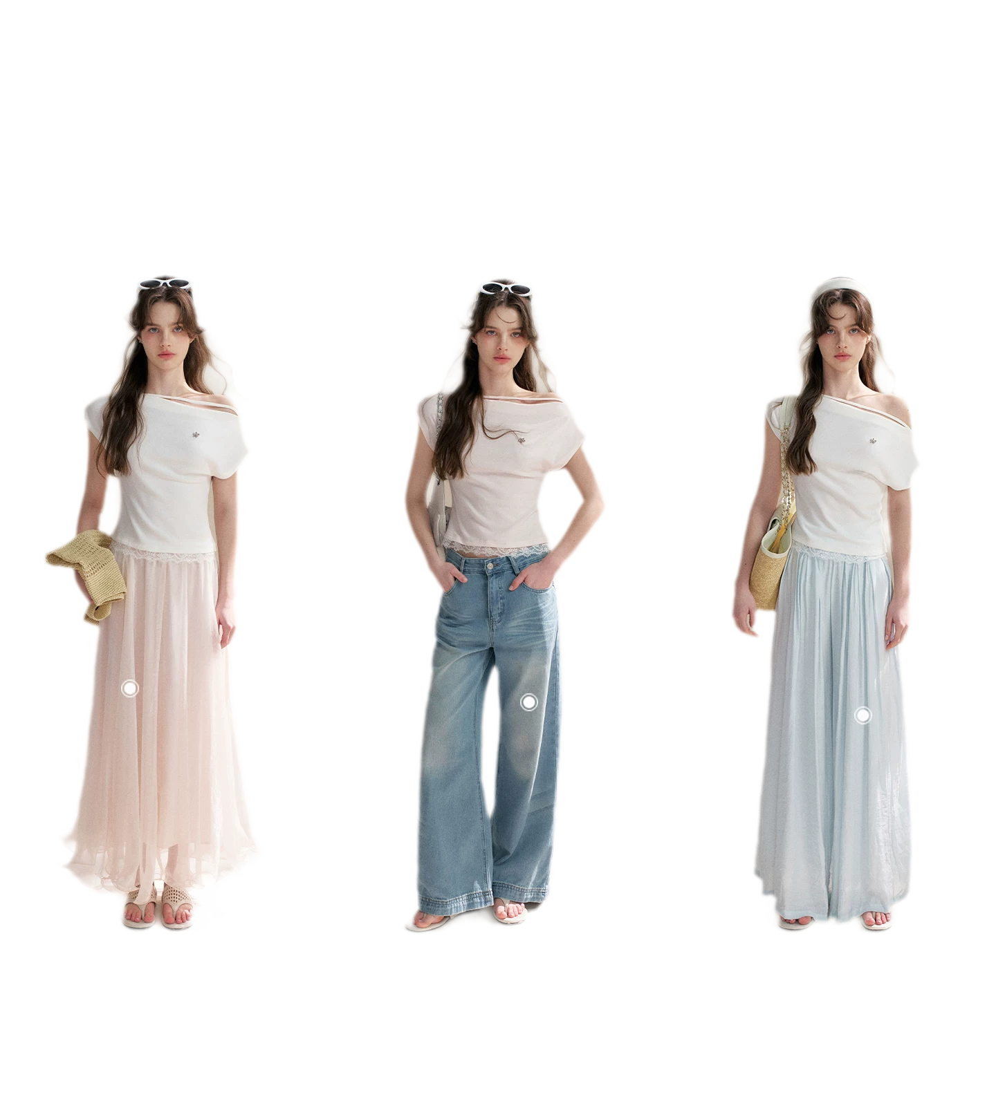 Lace Trim Asymmetric Short Sleeve T-Shirt