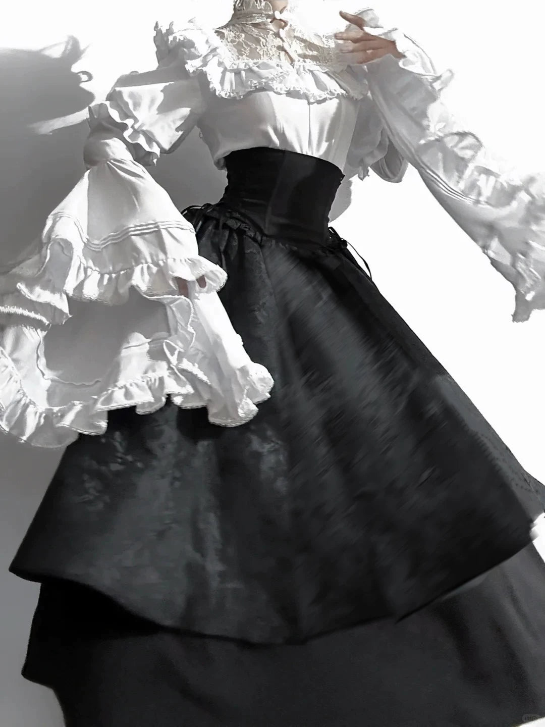 Victorian Ruffle Blouse Skirt Set