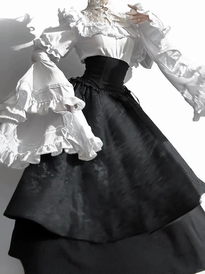 Victorian Ruffle Blouse Skirt Set