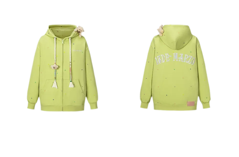 Polka Dot Embroidered Hoodie