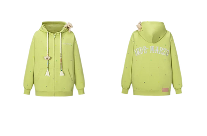 Polka Dot Embroidered Hoodie