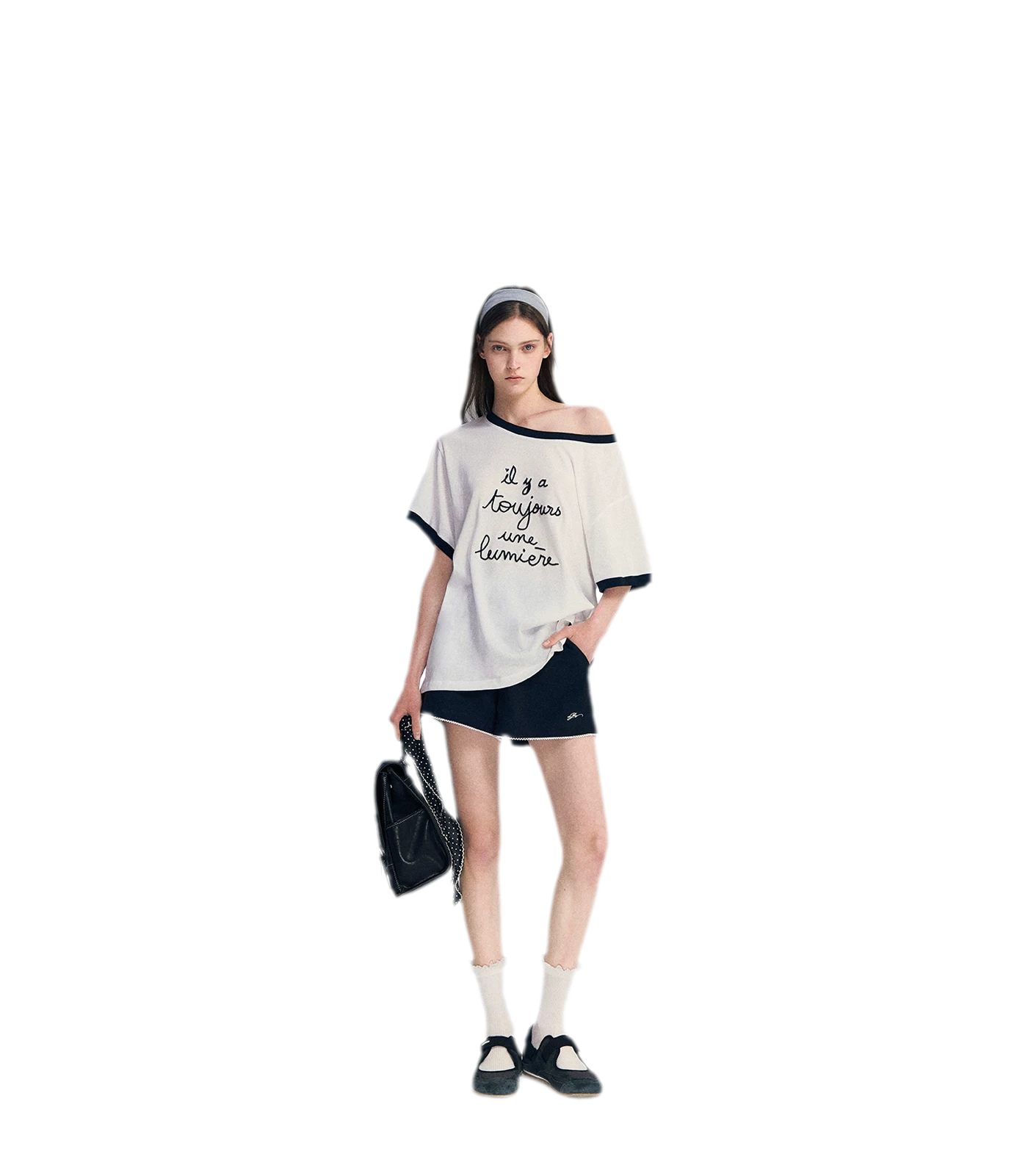 Contrast Rib Knit T-Shirt