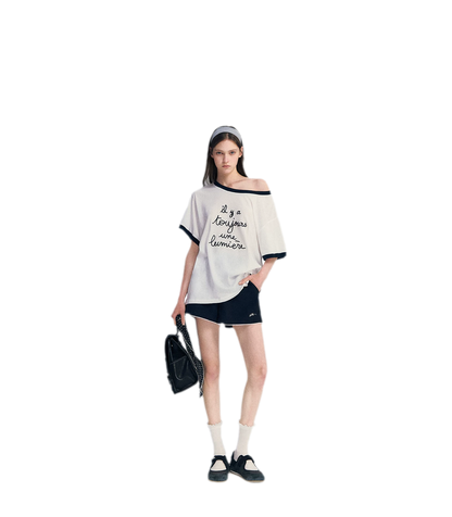 Contrast Rib Knit T-Shirt