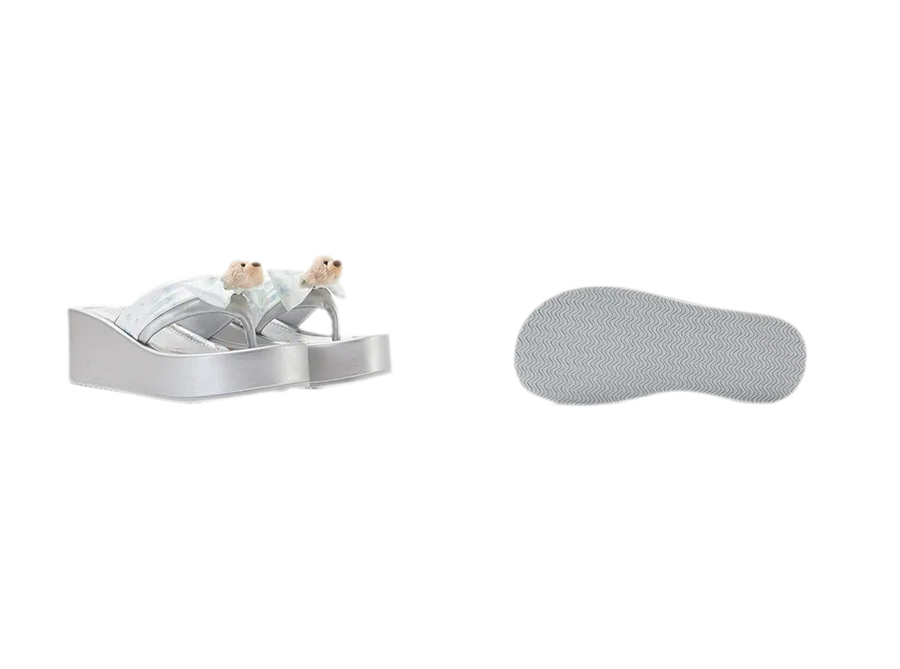 Floral Wedge Thong Sandals
