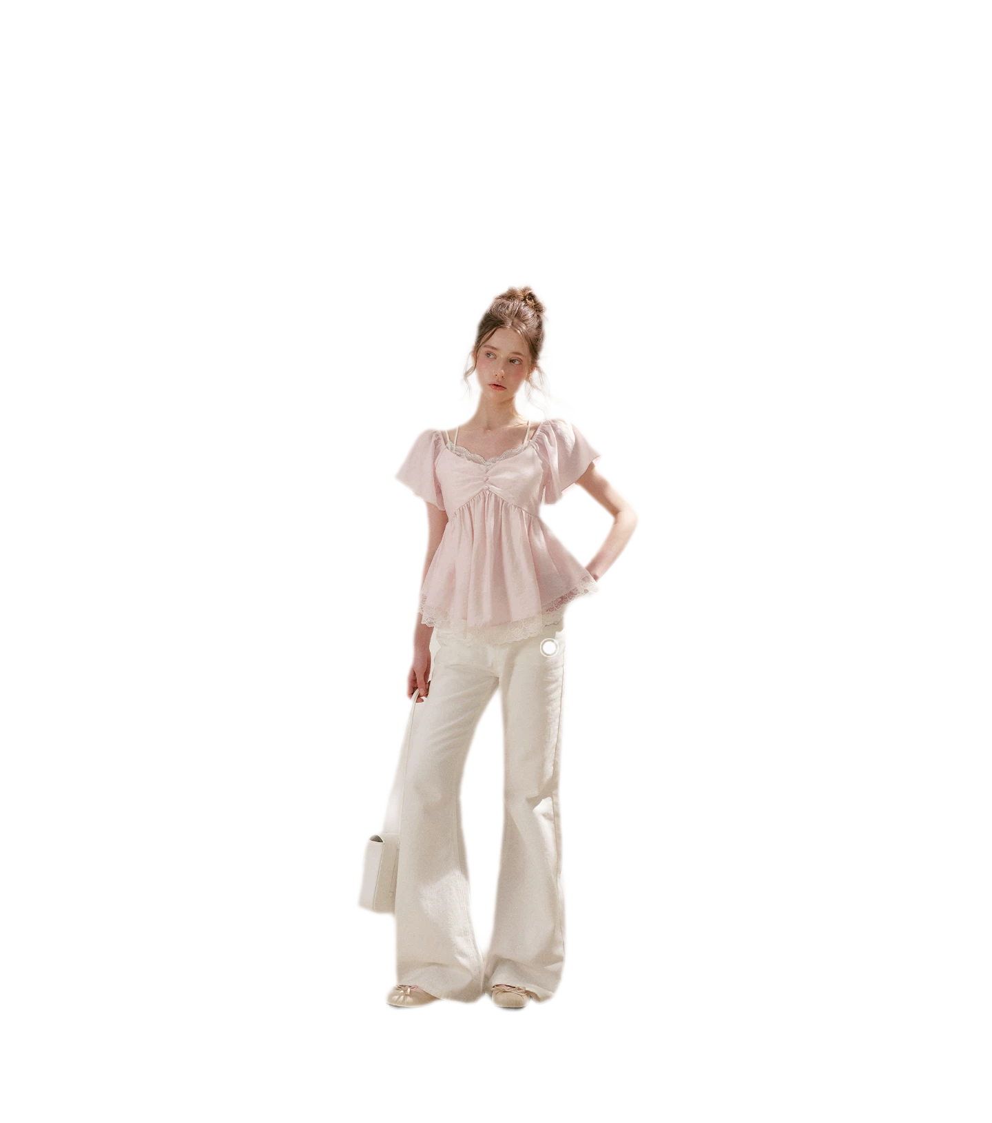 Tencel Lace V-Neck T-Shirt