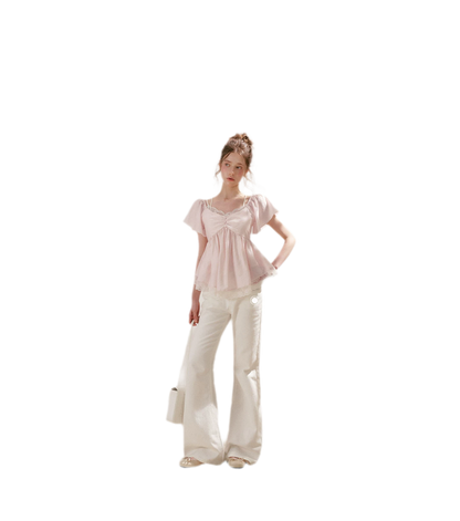 Tencel Lace V-Neck T-Shirt