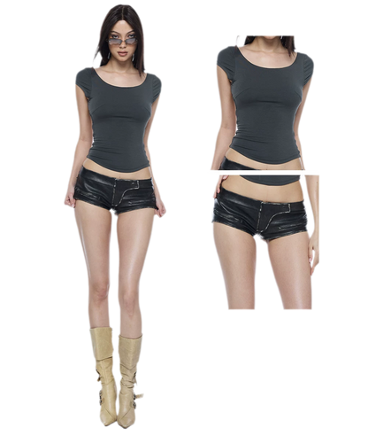 Washed Faux Leather Shorts