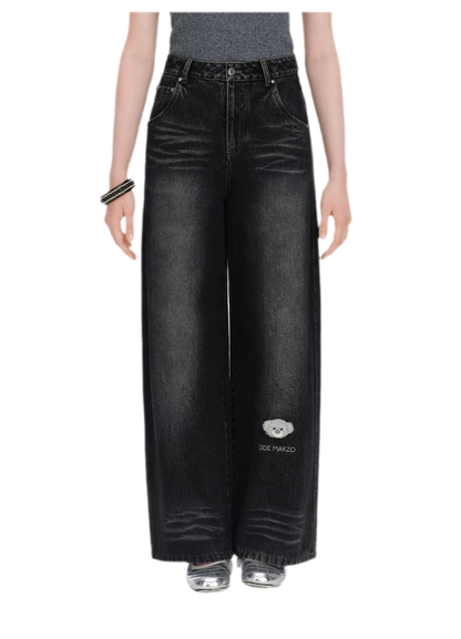 13DE MARZO Bear Appliqué Wide Jeans – view 6
