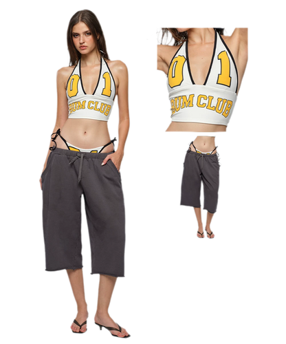 Wide-Leg Cropped Sweatpants