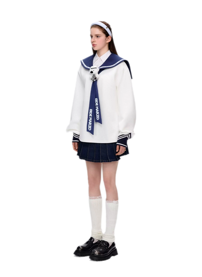 Sailor Collar Long Sleeve Top