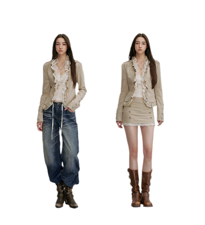 Ruffle Mesh Waist Jacket