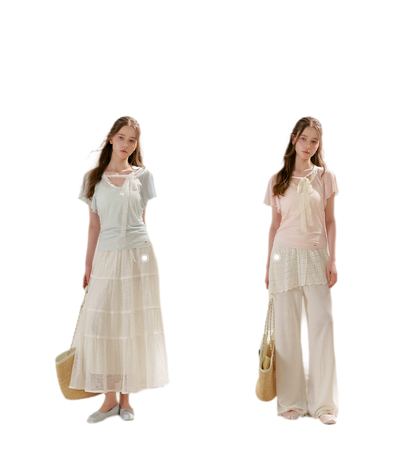 Snowflake Tencel Linen Lace T-shirt