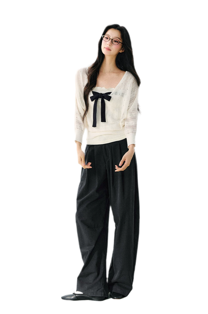 Bow Cutout Knit Top