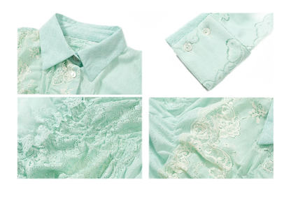 Lace Shirred Peplum Blouse