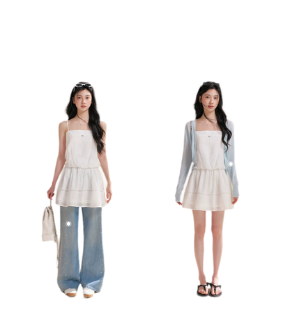 Soft Tencel Lace Dress &amp; Cardigan Set