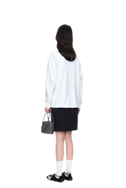 Ruffled Relaxed Cotton Long-Sleeve Tee