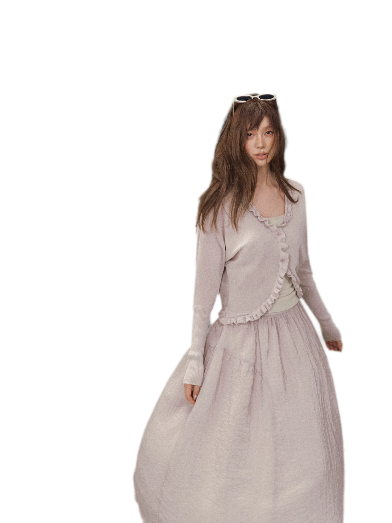 Crinkled Tiered Midi Skirt