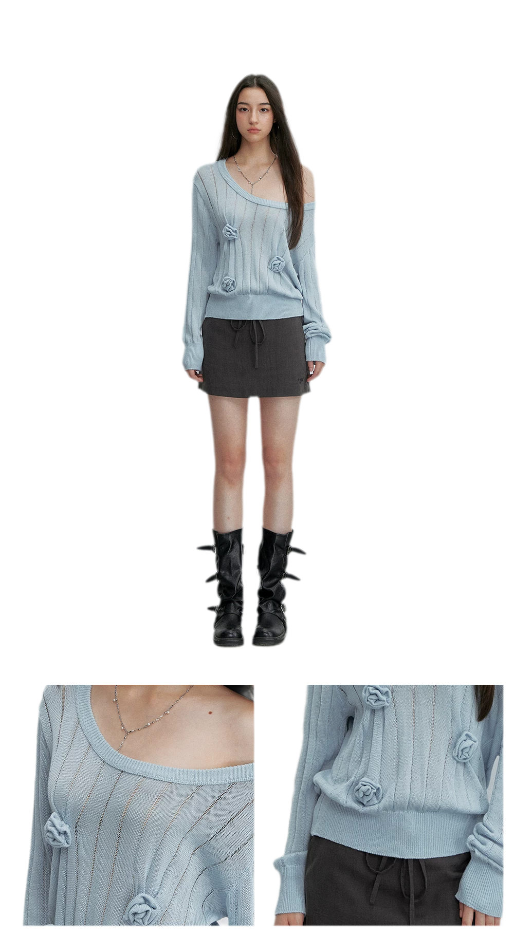 Asymmetric Flower Knit