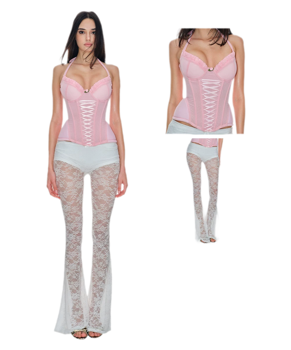 Pink Mesh Corset Bustier