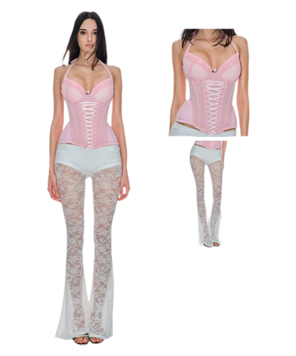 Pink Mesh Corset Bustier