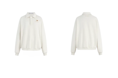 Textured Loose Polo Sweatshirt