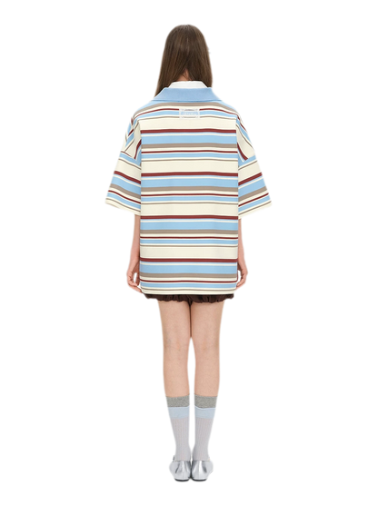 Floral Stripe Polo Tee