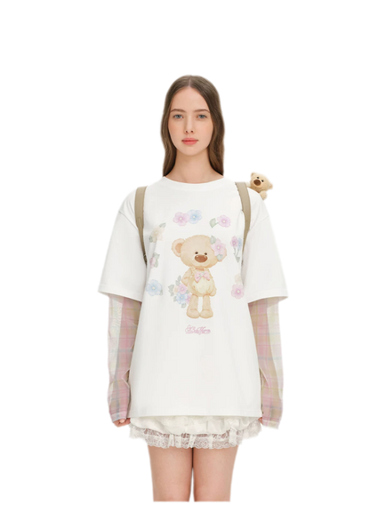 Floral Plush Bear Backpack